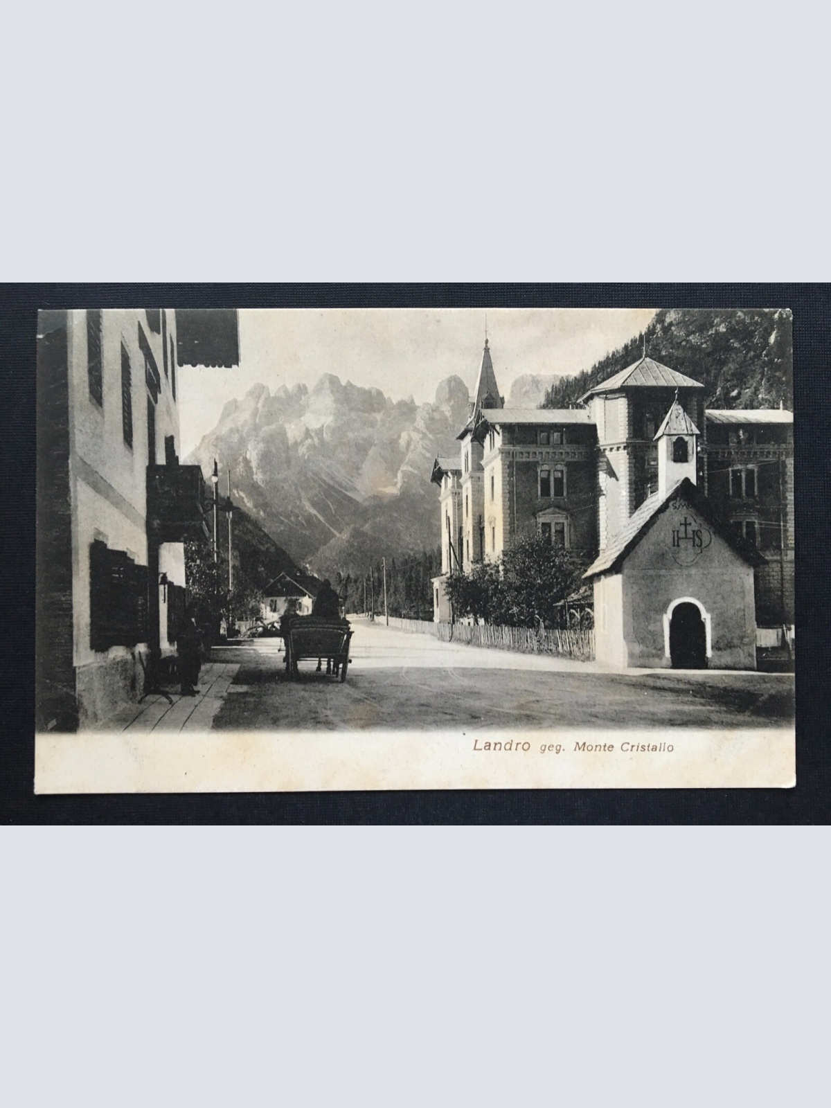 Landro gegen Monte Cristallo Pferdekutsche Kirche Alpen Italien 400904 TH