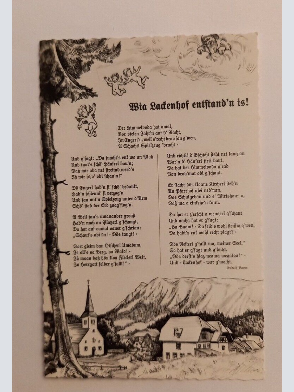 Wia Ladenhof entstand'n is Engerl Kirche Dorf 600571A gr D