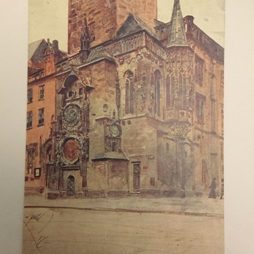 Praha Prag Rathausturm Aquarell 50329