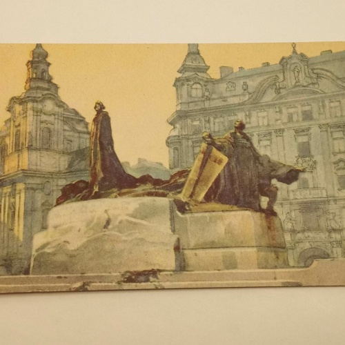 Praha Prag Aquarell Monument Statue Jan Hus 50326