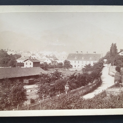 Foto Stadt Dorf Garten Häuser Strassenlampe ca.11,1x16,4cm 400936 TH