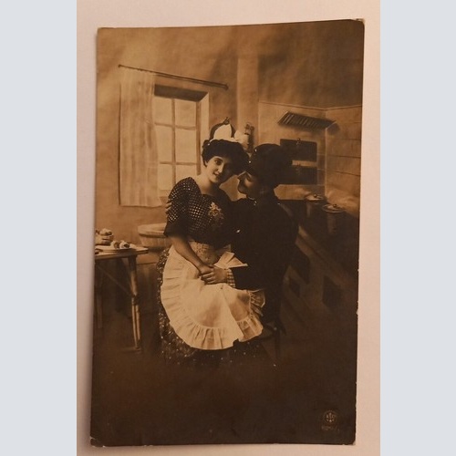 Liebespaar Soldat mit Frau Künstlerkarte 600603A gr D