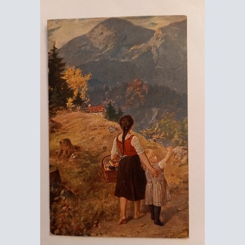 Künstlerkarte zwei Mädchen 500085A gr D