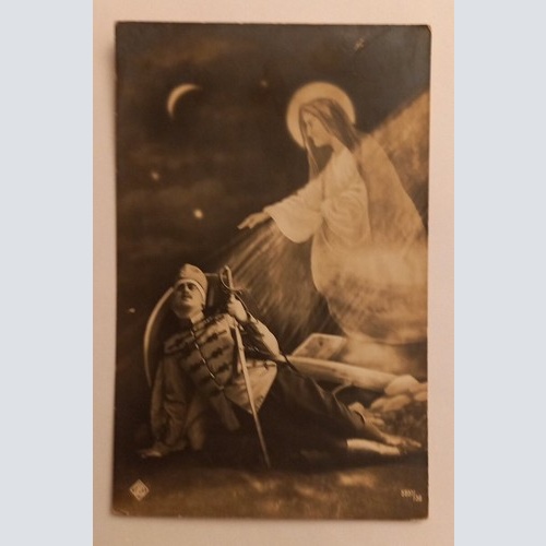 Künstlerkarte Soldat mit Schwert und Engel 600604A gr D