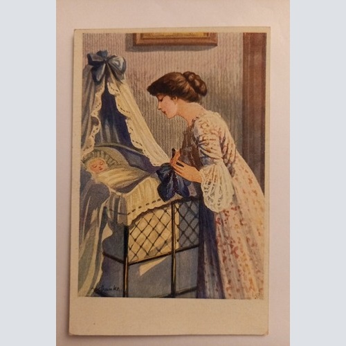 Künstlerkarte Junge Mutter W. Franke 500096A gr D