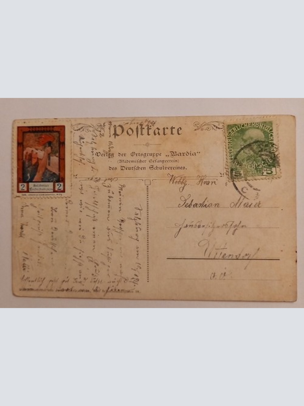 Künstlerkarte Sah ein Knab ein Röslein stehn Ortsgruppe Bardia 500094A gr D