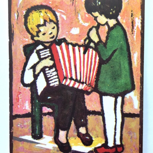 Herzliche Geburtstagsgrüsse - Musizierende Kinder - Künstlerkarte 110080 TH