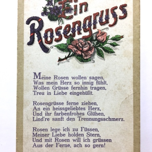 Ein Rosengruss - Gedicht - Künstlerkarte 110058 TH