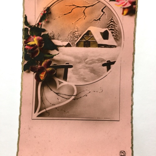 Winterlandschaft - Haus im Schnee - Passepartout - Künstlerkarte 110056 TH