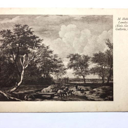 Landschaft (M.Hobbema) - Bauer mit Tiere am Wasser - Künstlerkarte 110055 TH