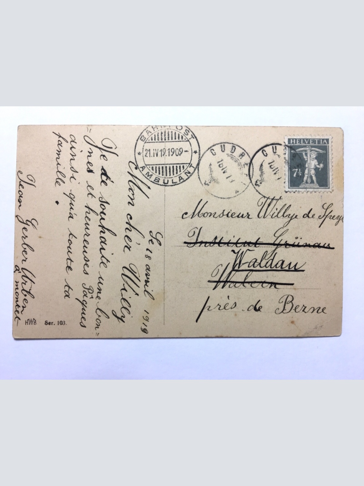 Joyeuses Paques - Frohe Ostern - Glocken Küken - Künstlerkarte 110052 TH