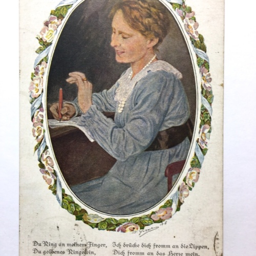 Du Ring an meinem Finger - Frau blickt auf Ring - Künstlerkarte 110071 TH