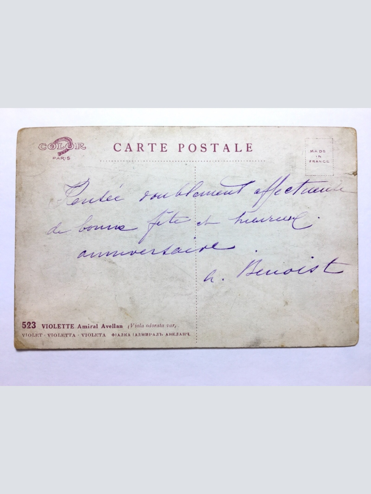 Veilchen - Blumenstrauß - Violette Amiral Avellan - Künstlerkarte 110074 TH