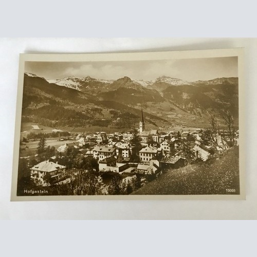 AK, Salzburg, Hofgastein, Dorf, Kirchturm, Gebirge (110255 BW)