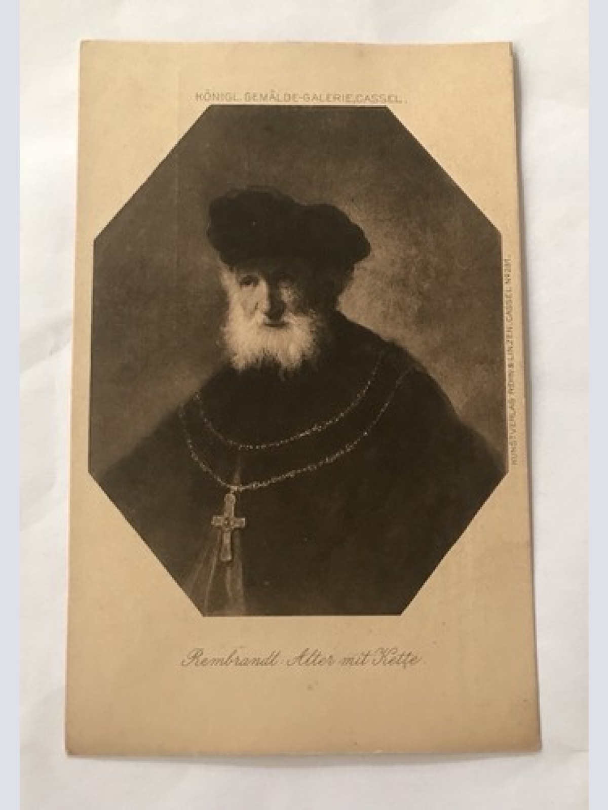 AK, Rembrandt, Alter mit Kette, Mann (20058 BW)