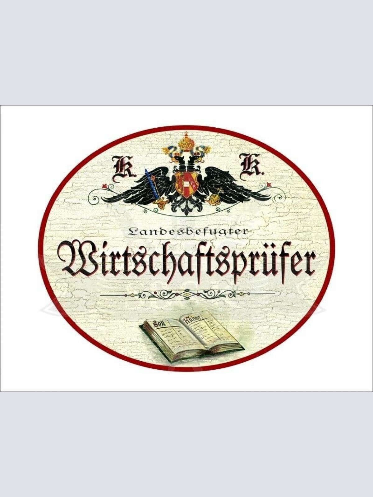 KuK Nostalgie Holzschild - Landesbefugter Wirtschaftsprüfer - Buch TH (Größe: