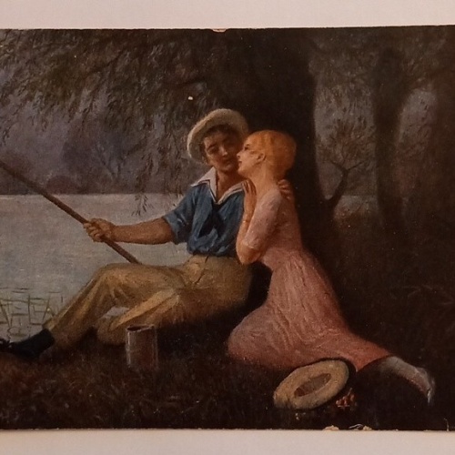 Junges Paar beim Fischen Angler Angeln 600625A gr D