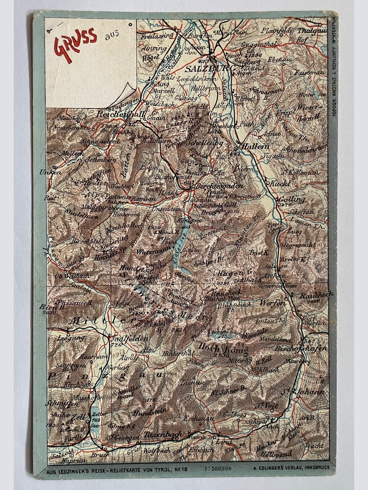 Gruss Aus Salzburg Landkarte Hallein Hoch König Österreich 50342 K TH