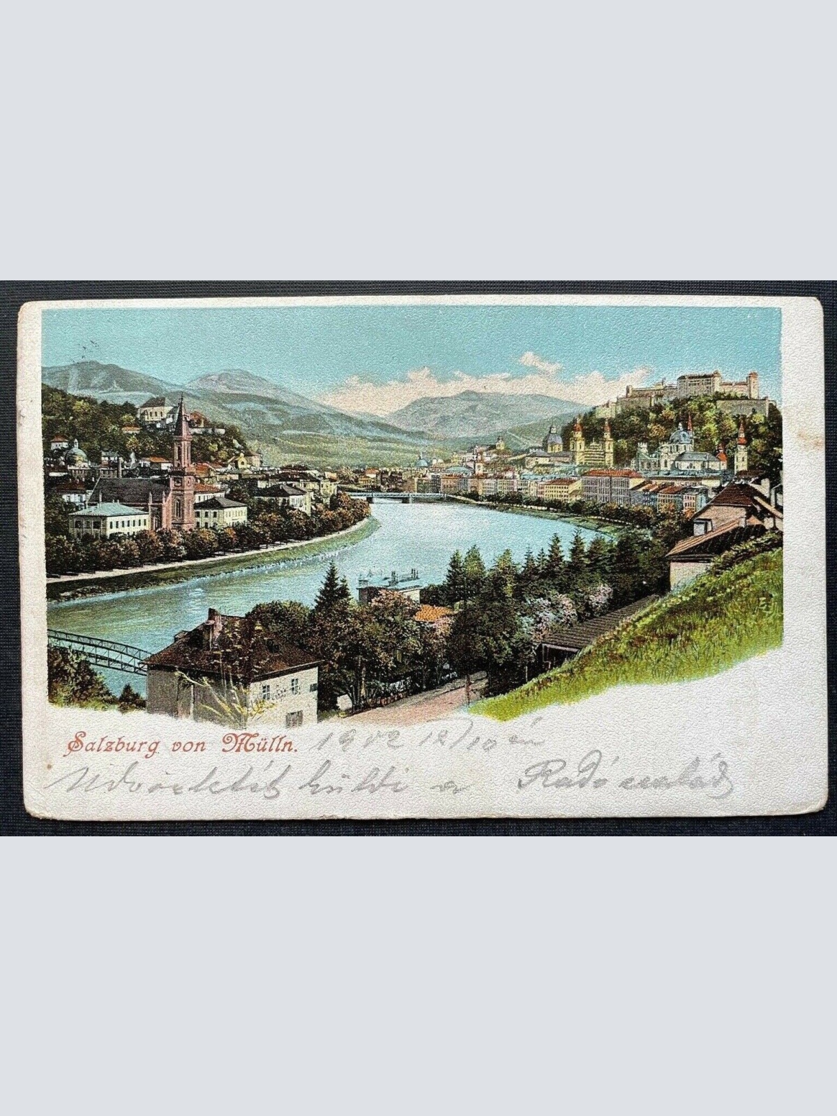 Salzburg von Mülln Salzach Fluss Brücke Festung Burg Kirche Österreich 410855 TH