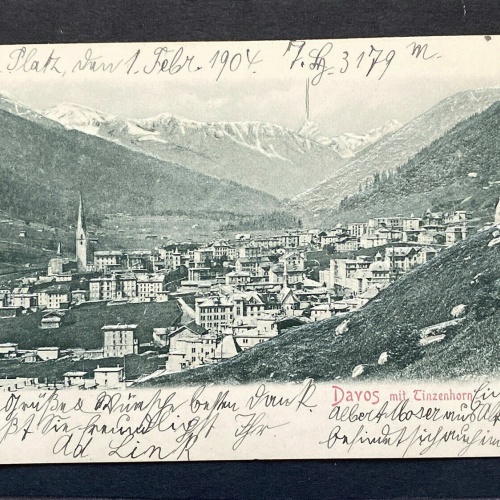 Davos mit Tinzenhorn Prägekarte 80240