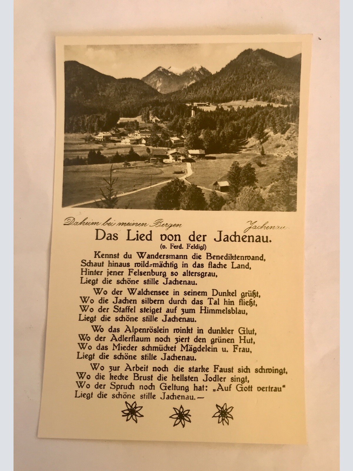 AK, Lied von der Jachenau, Daheim bei meinen Bergen (110225 BW)
