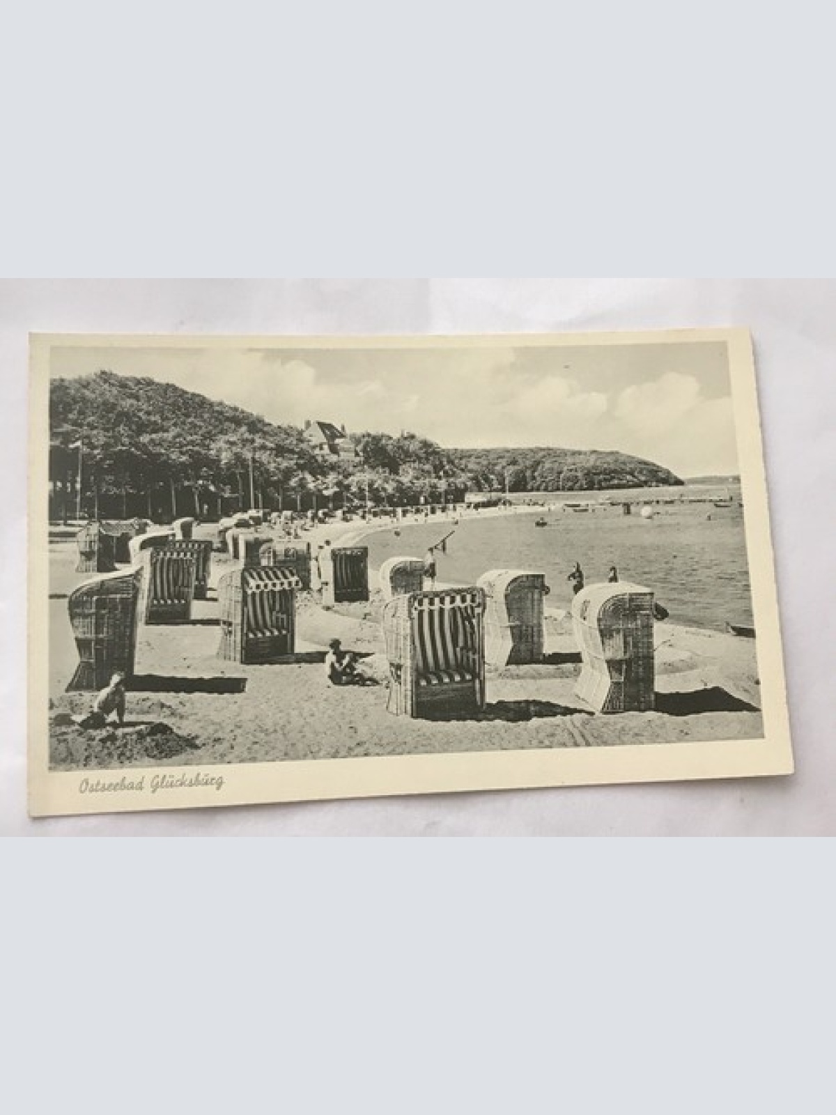 AK, Ostseebad, Glücksburg, Strandkörbe, Badestrand (110266 Bw)