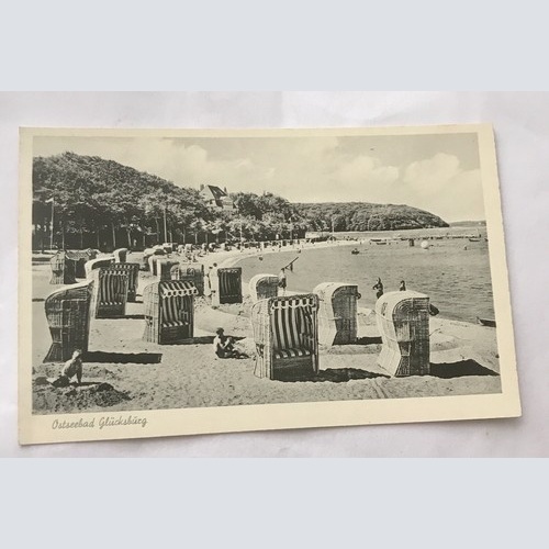 AK, Ostseebad, Glücksburg, Strandkörbe, Badestrand (110266 Bw)