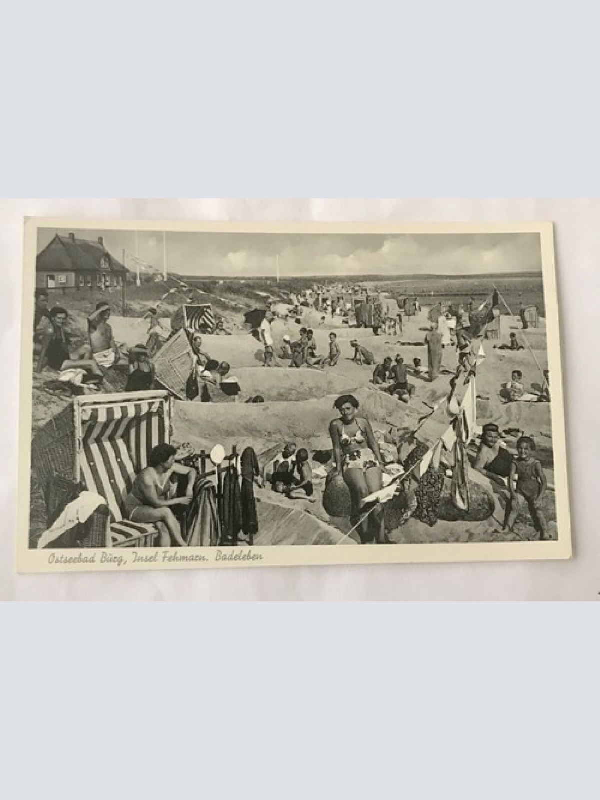 AK, Ostseebad, Insel Fehrmann, Badeleben, Schleswig Holstein (110308 BW)