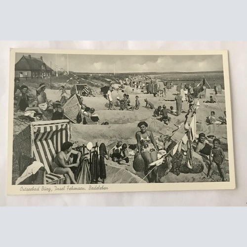 AK, Ostseebad, Insel Fehrmann, Badeleben, Schleswig Holstein (110308 BW)