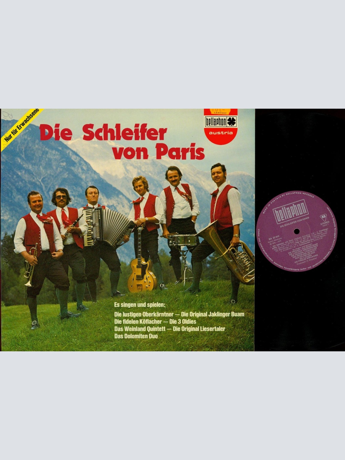 LP--DIE SCHLEIFER VON PARIS --JAKLINGER OBERKÄRNTNER-WEINLAND QUINTETT--KÖFLACHE