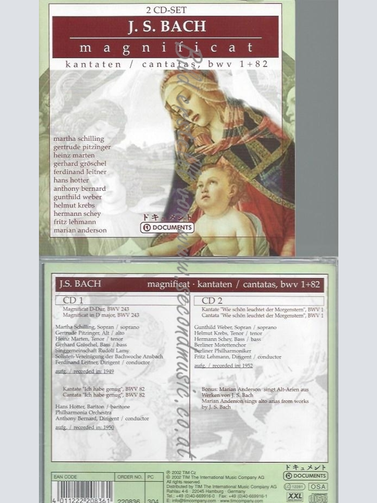 CD--LEITNER UND VARIOUS--MAGNIFICAT, KANTATEN, BWV 1 + 82 | DOPPEL-CD
