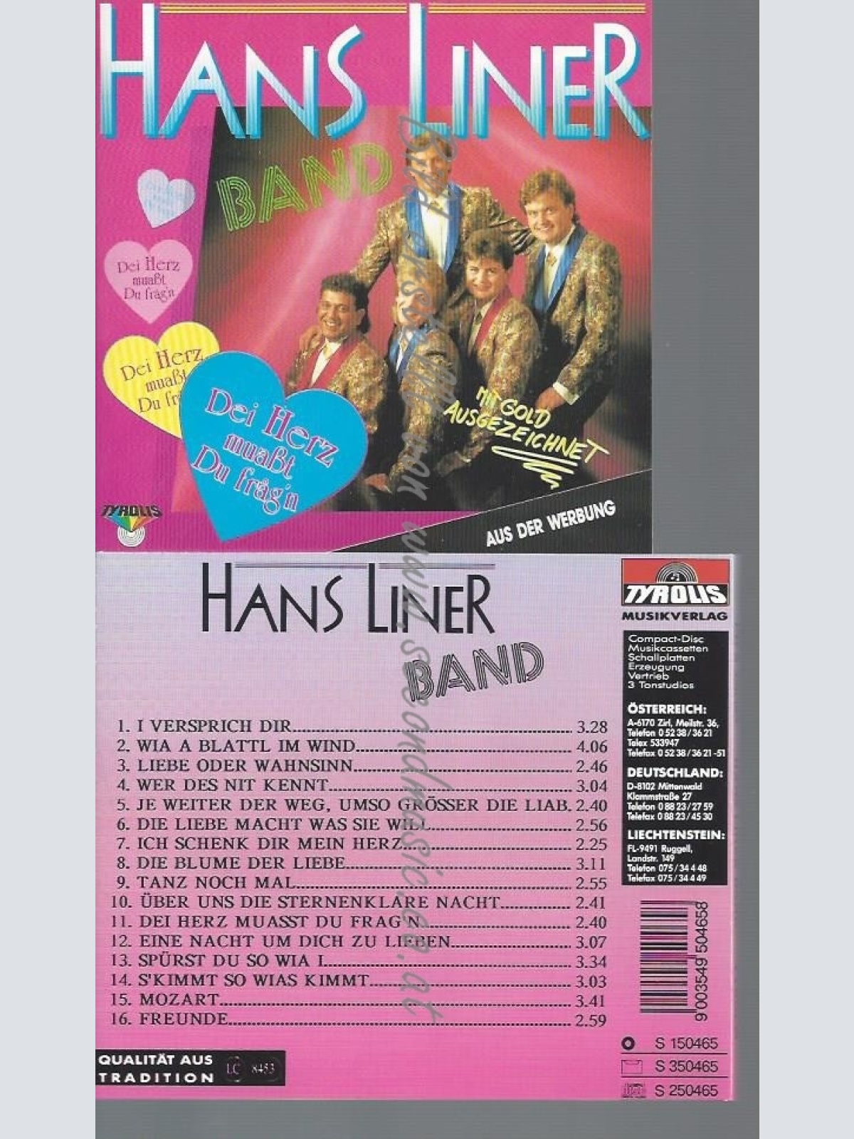 CD--HANS LINER BAND--DEI HERZ MUASST DU FRAG'N