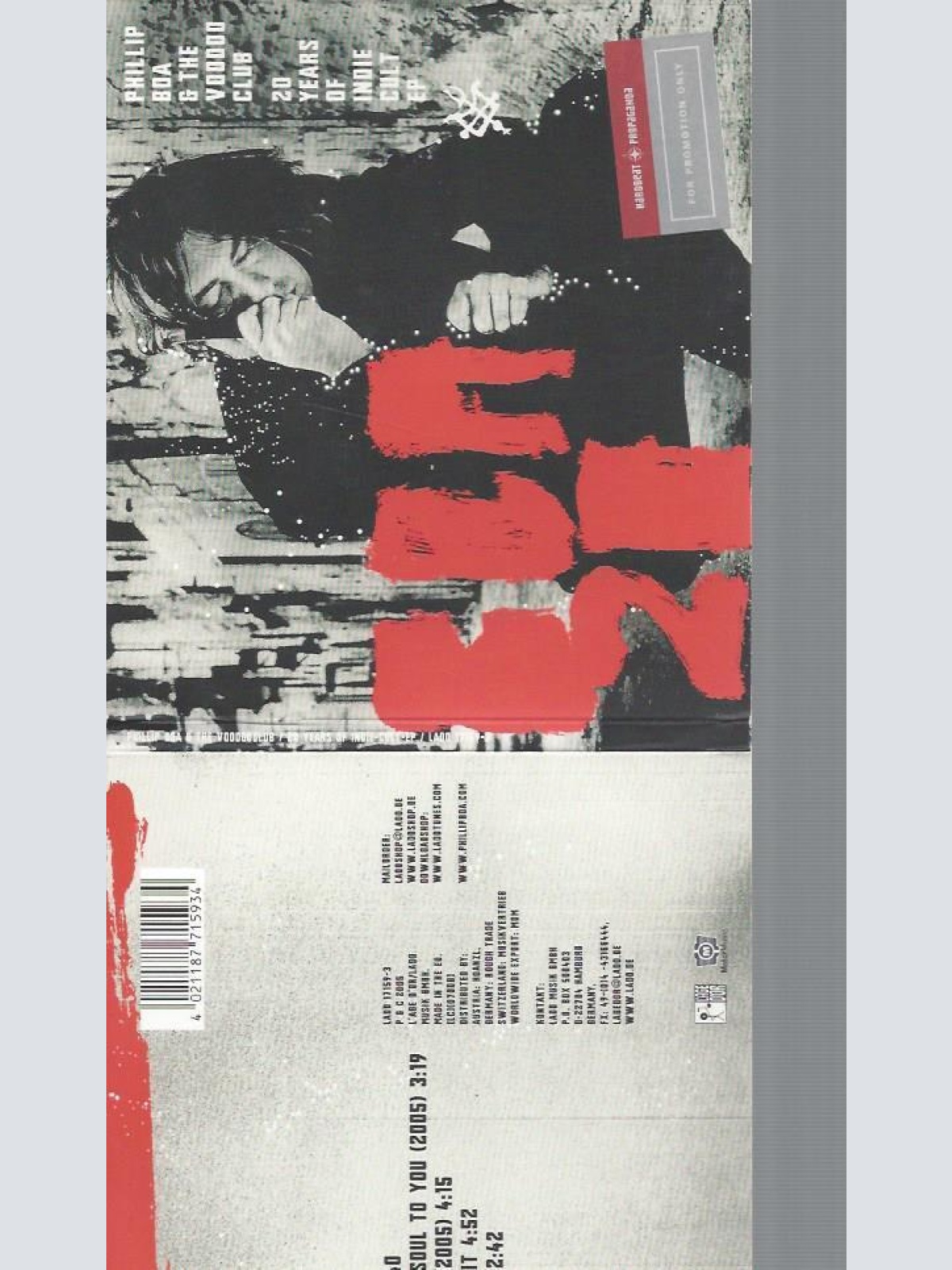 CD- Phillip Boa & The Voodooclub  20 Years Of Indie Cult EP