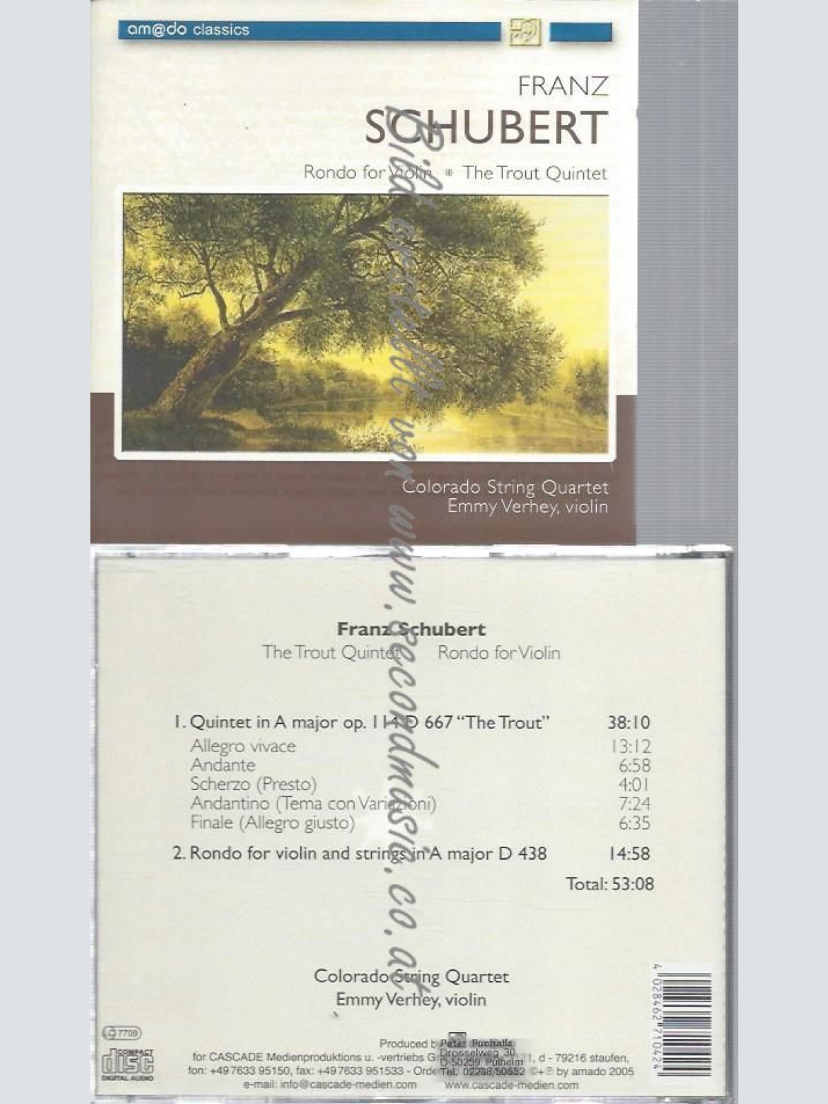 CD--THE TROUT QUINTET/ EMMY VERHEY UND FRANZ SCHUBERT--RONFO FOR VIOLIN