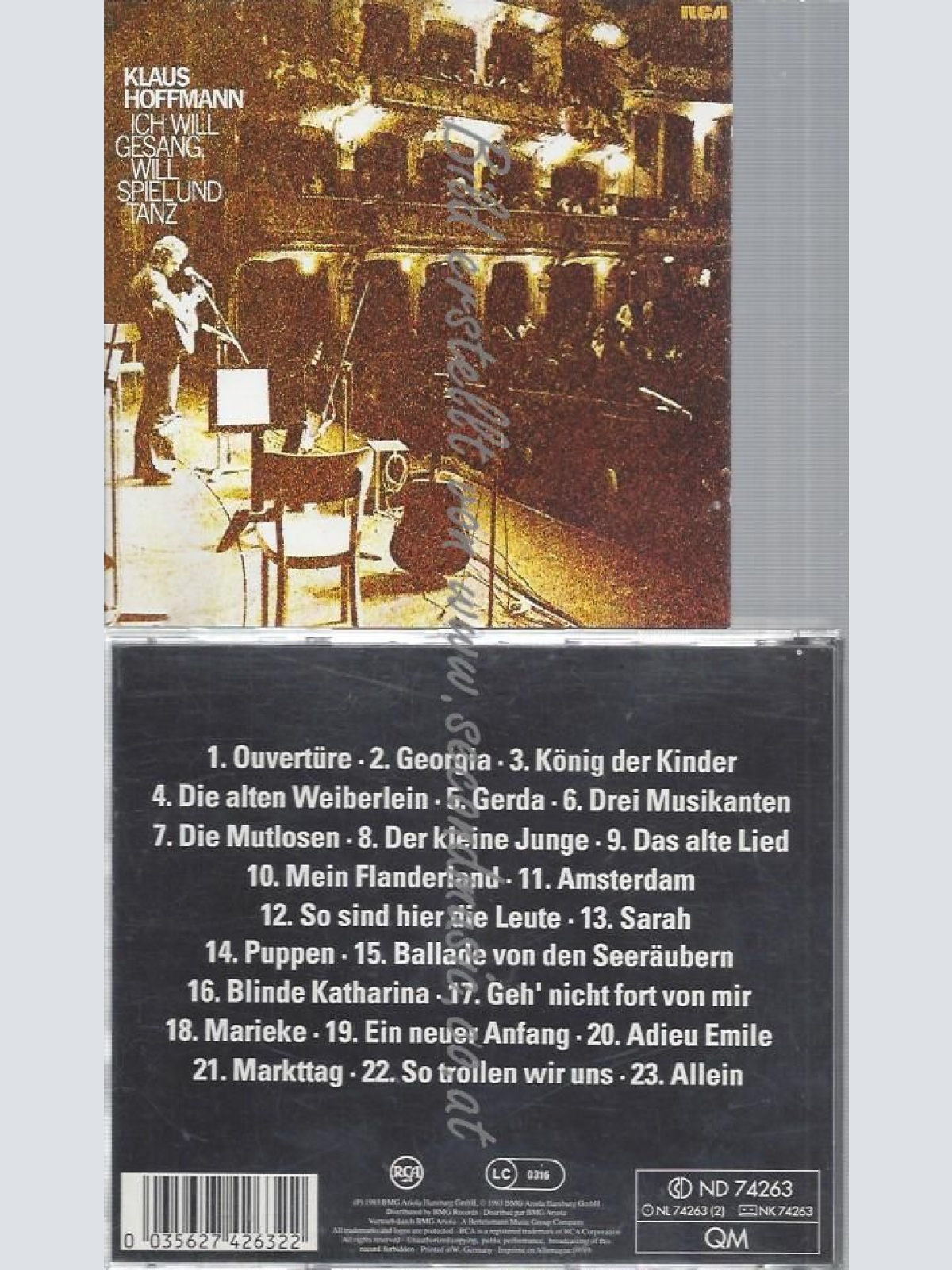 CD--KLAUS HOFFMANN--ICH WILL GESANG, WILL SPIEL UND TANZ