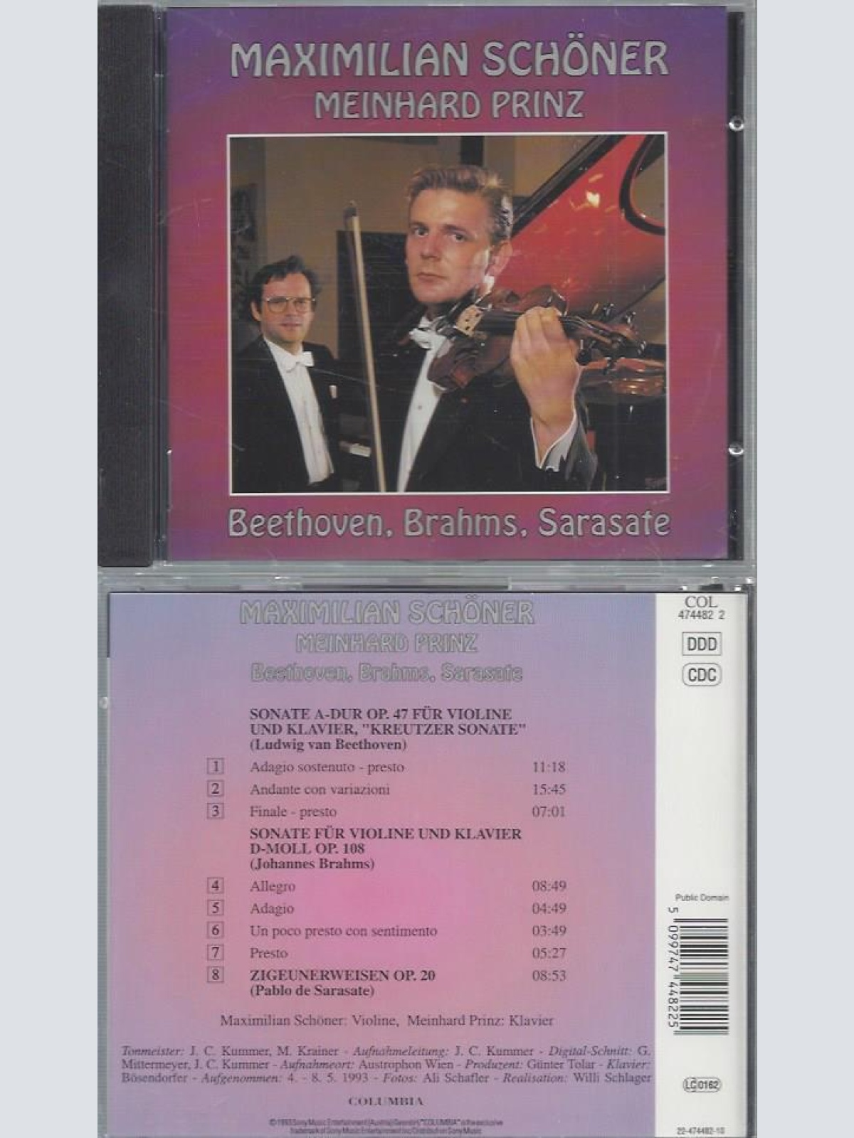 CD--MAXIMILLIAN SCHÖNER MEINHARD PRINZ BEETHOVEN BRAHMS SARASATE