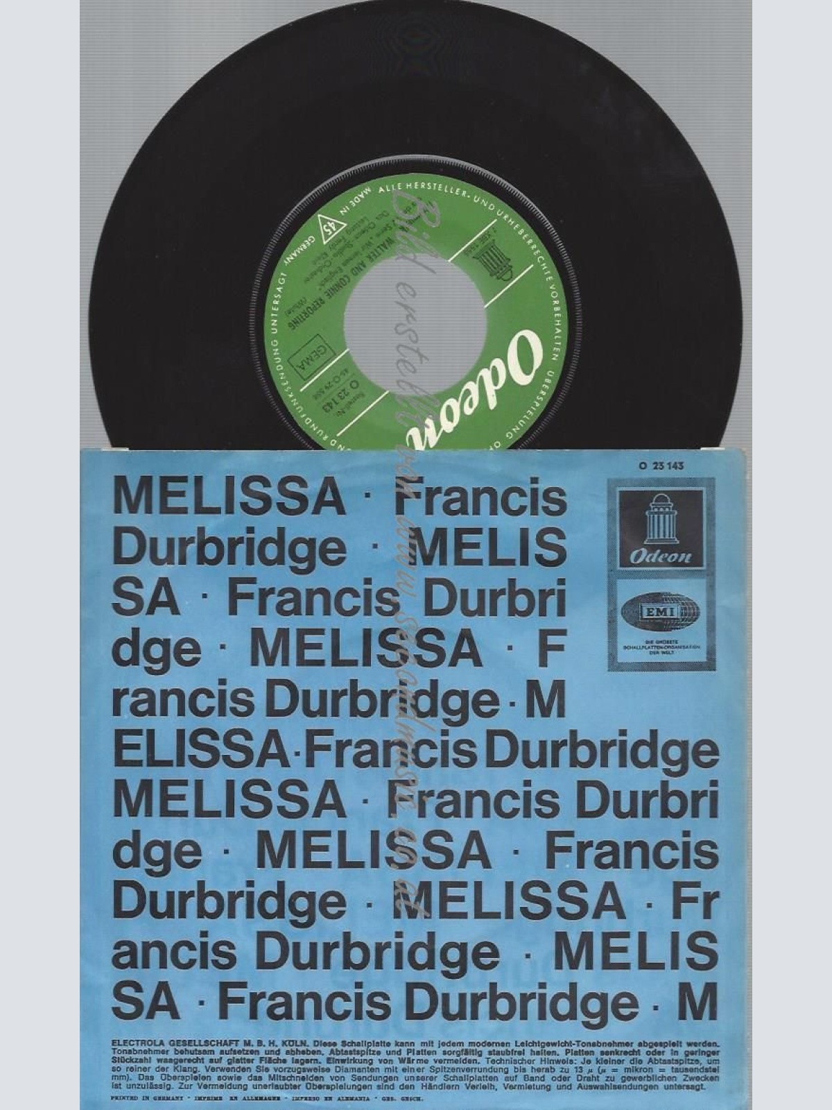7"    Das Odeon-Studio-Orchester  Melissa