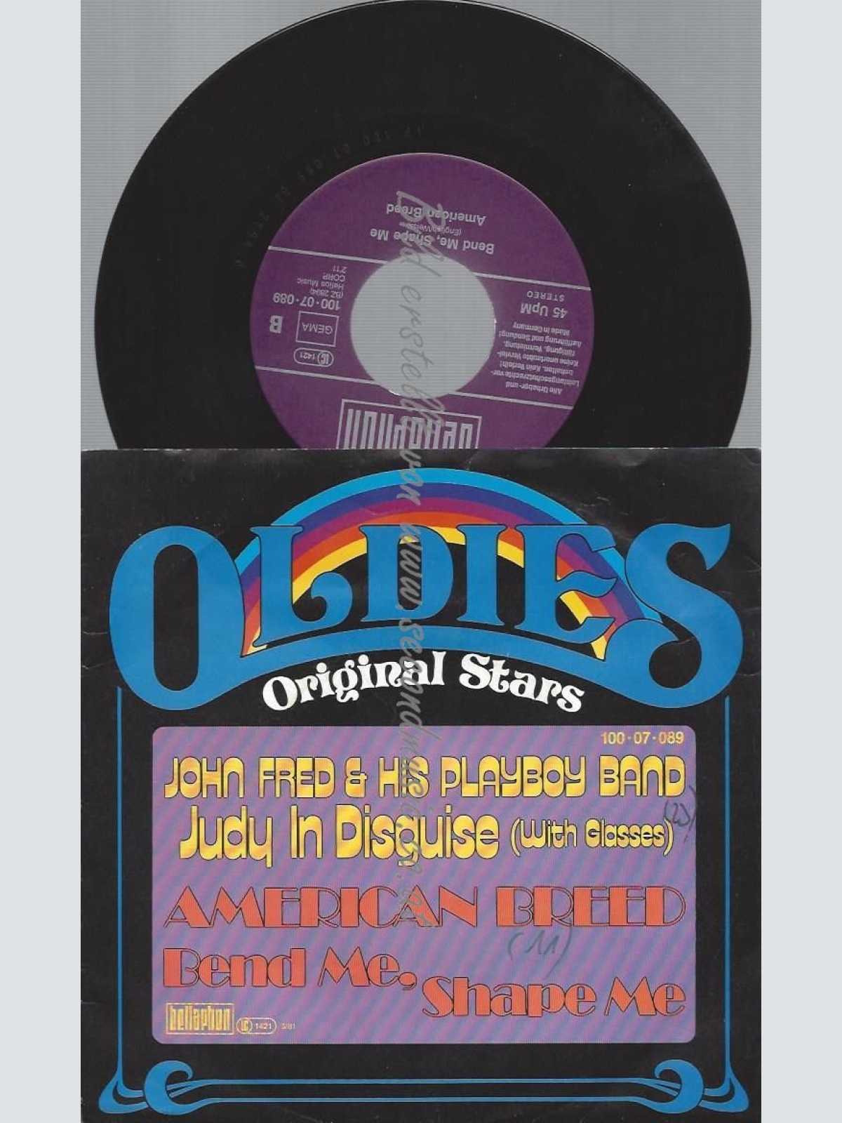 7" John Fred & His Playboy Band / American Breed Judy In Disguise  / Bend Me,