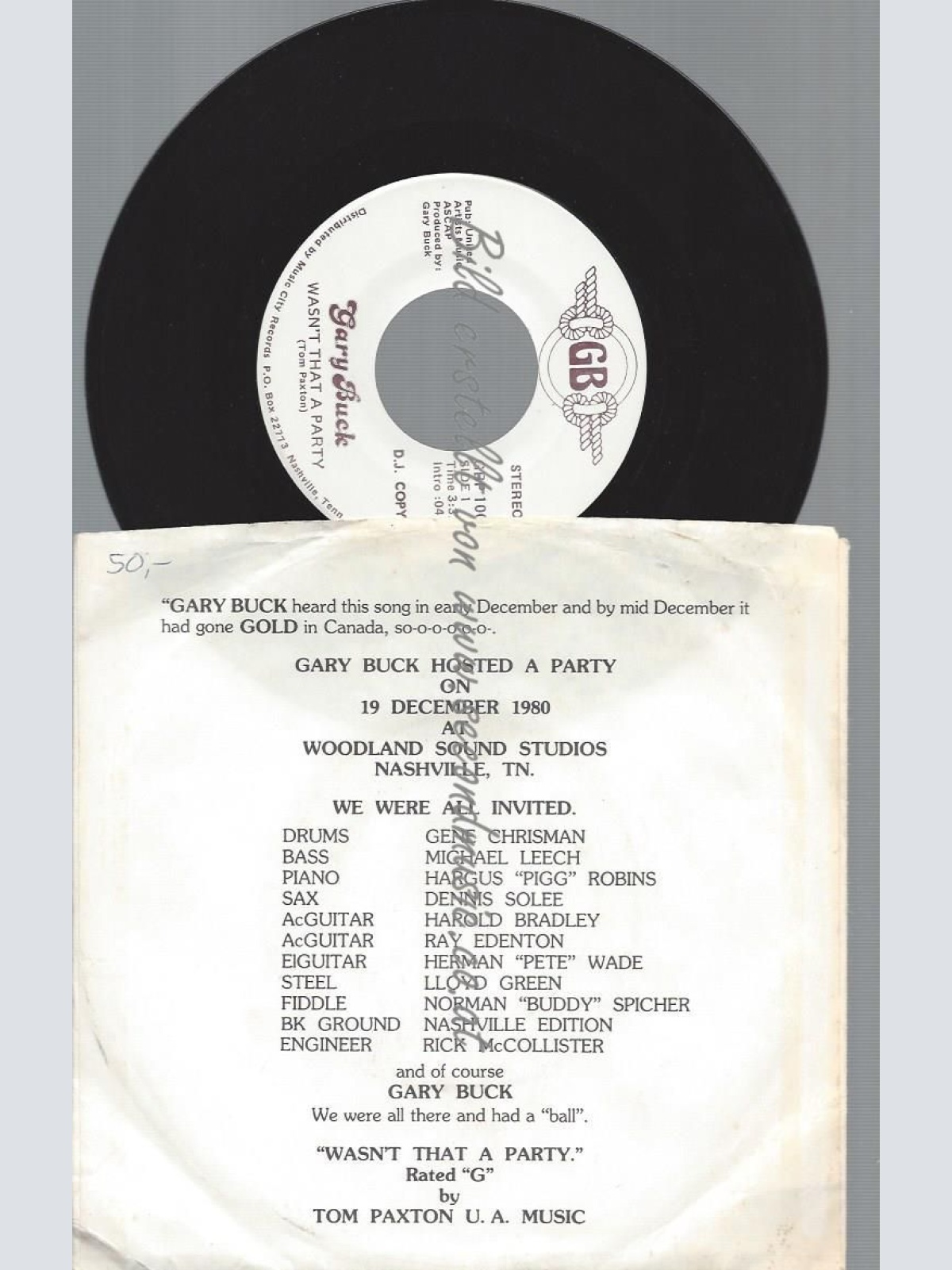 7"  GARY BUCK WASN'T THAT A PARTY // PROMO