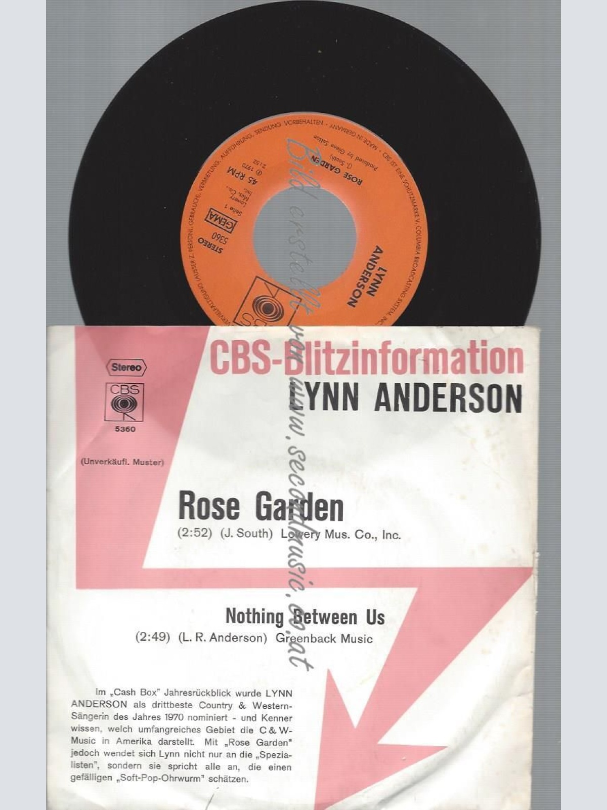 7"   Lynn Anderson – Rose Garden  //PROMO