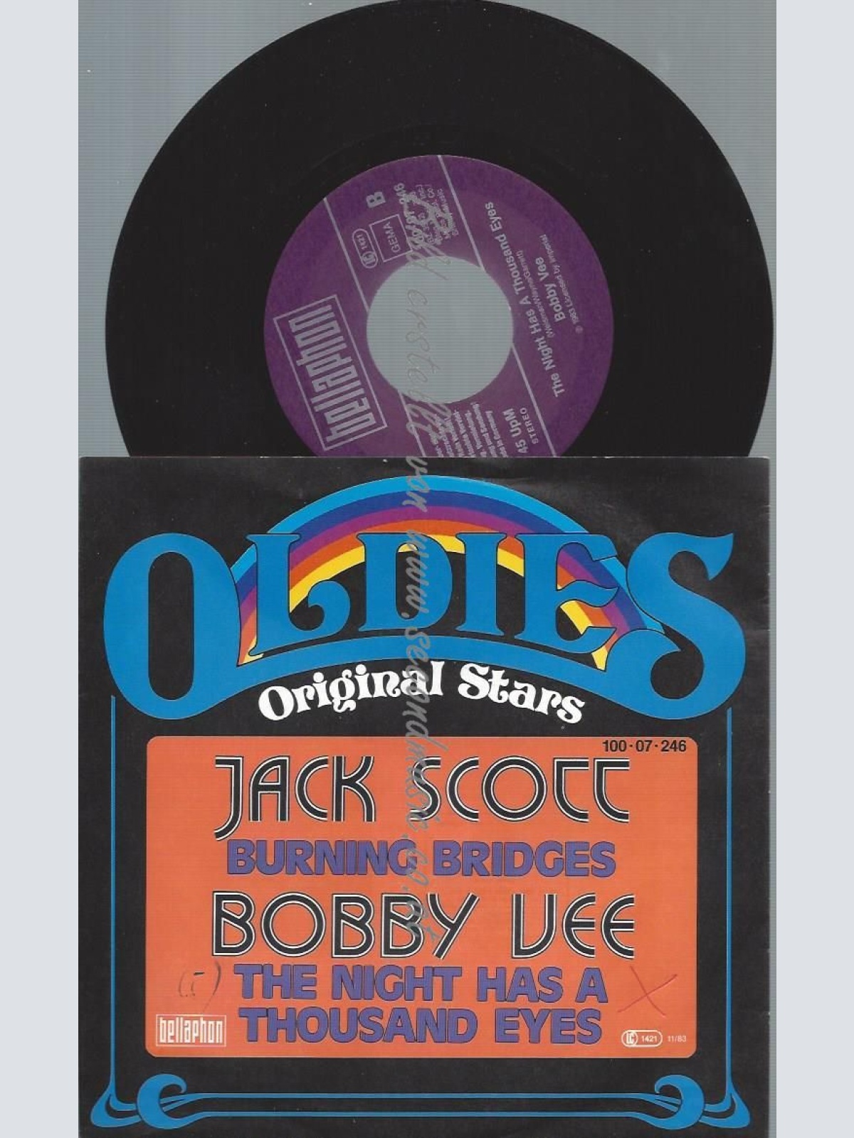 7"   Jack Scott / Bobby Vee  Burning Bridges / The Night Has A Thousand Eyes