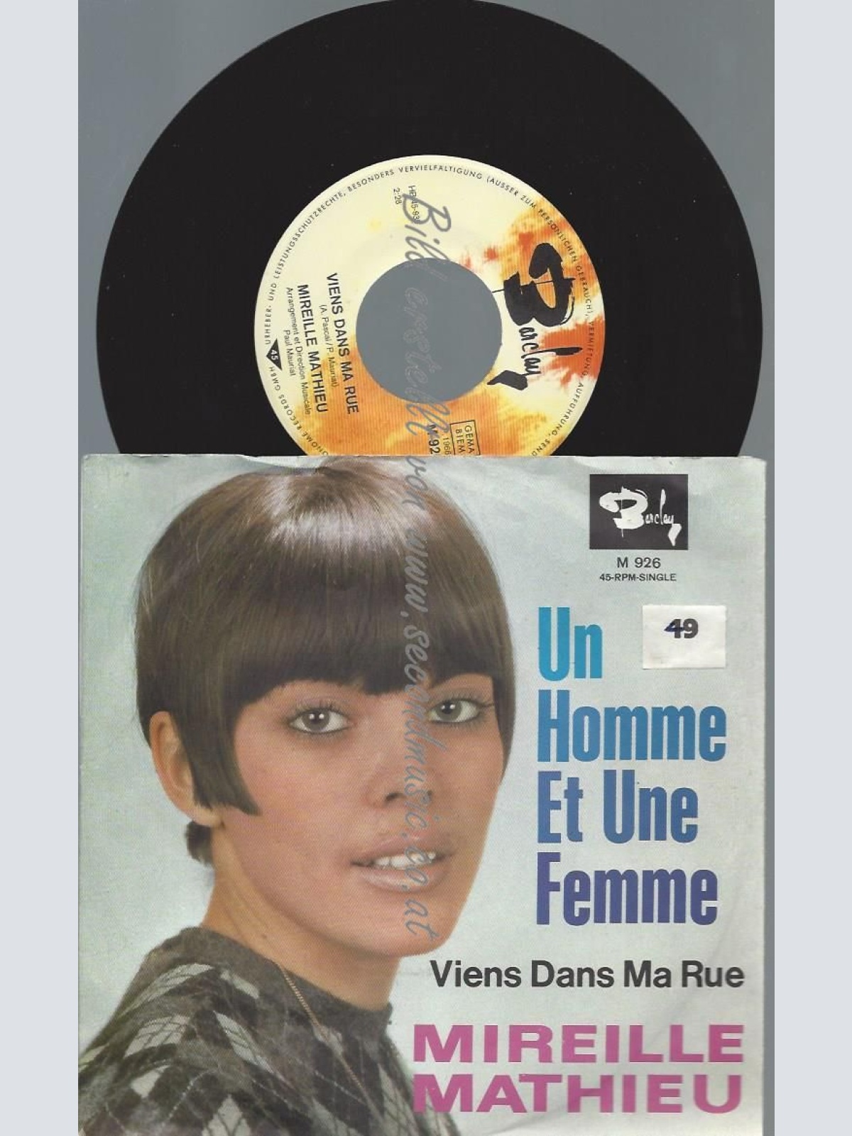 7" Mireille Mathieu  Un Homme Et Une Femme