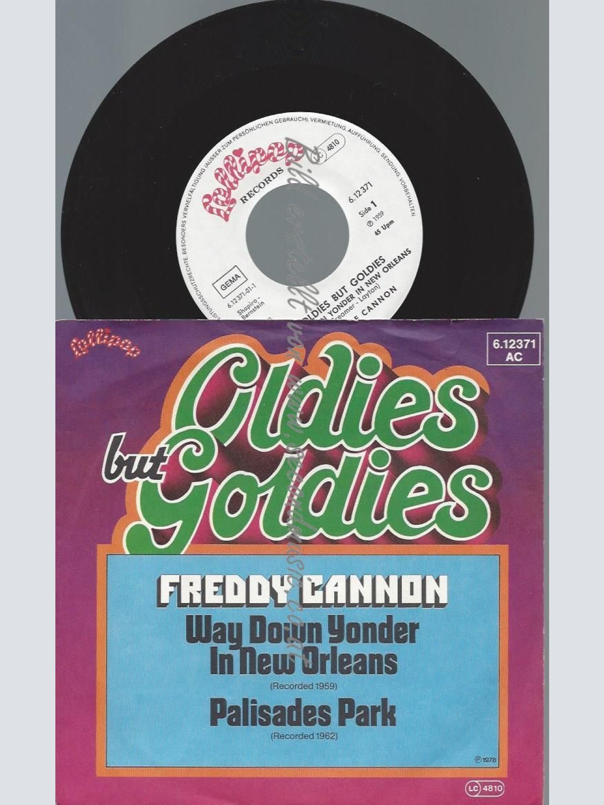7" Freddy Cannon  Way Down Yonder In New Orleans