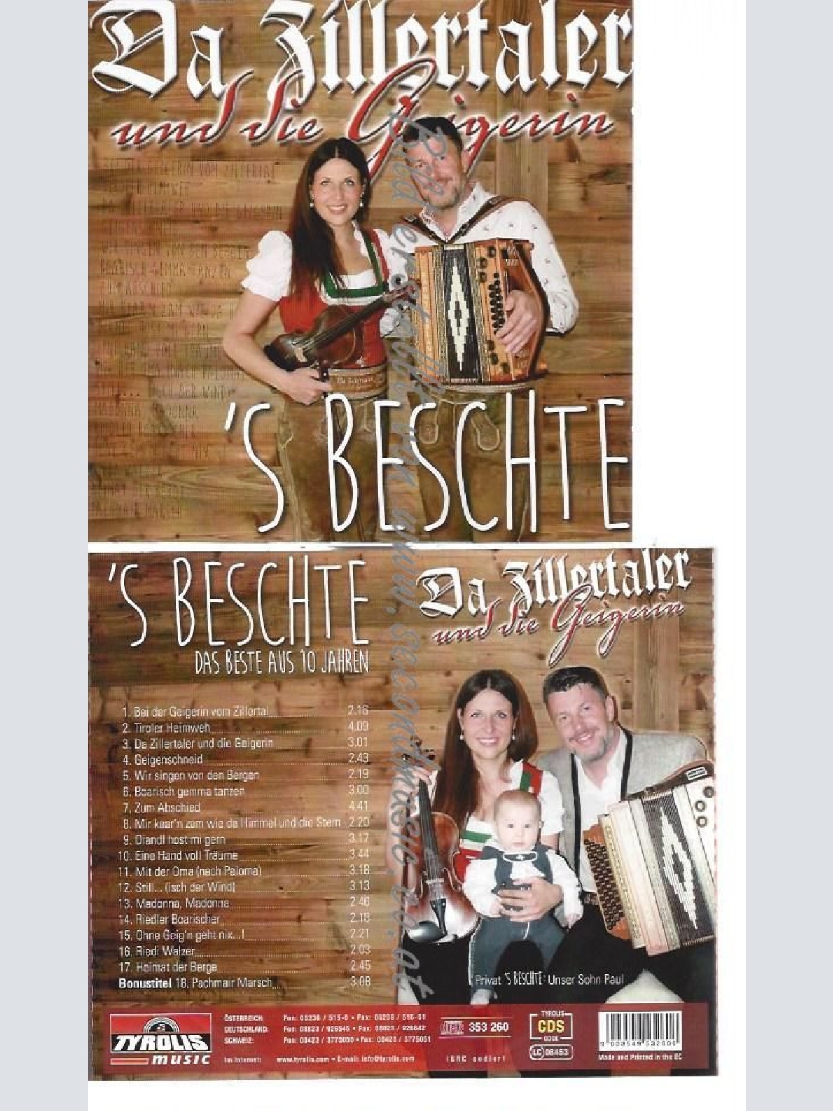 CD--DA ZILLERTALER UND DIE GEIGERIN-- 'S BESCHTE - DAS BESTE AUS 10  JAHREN