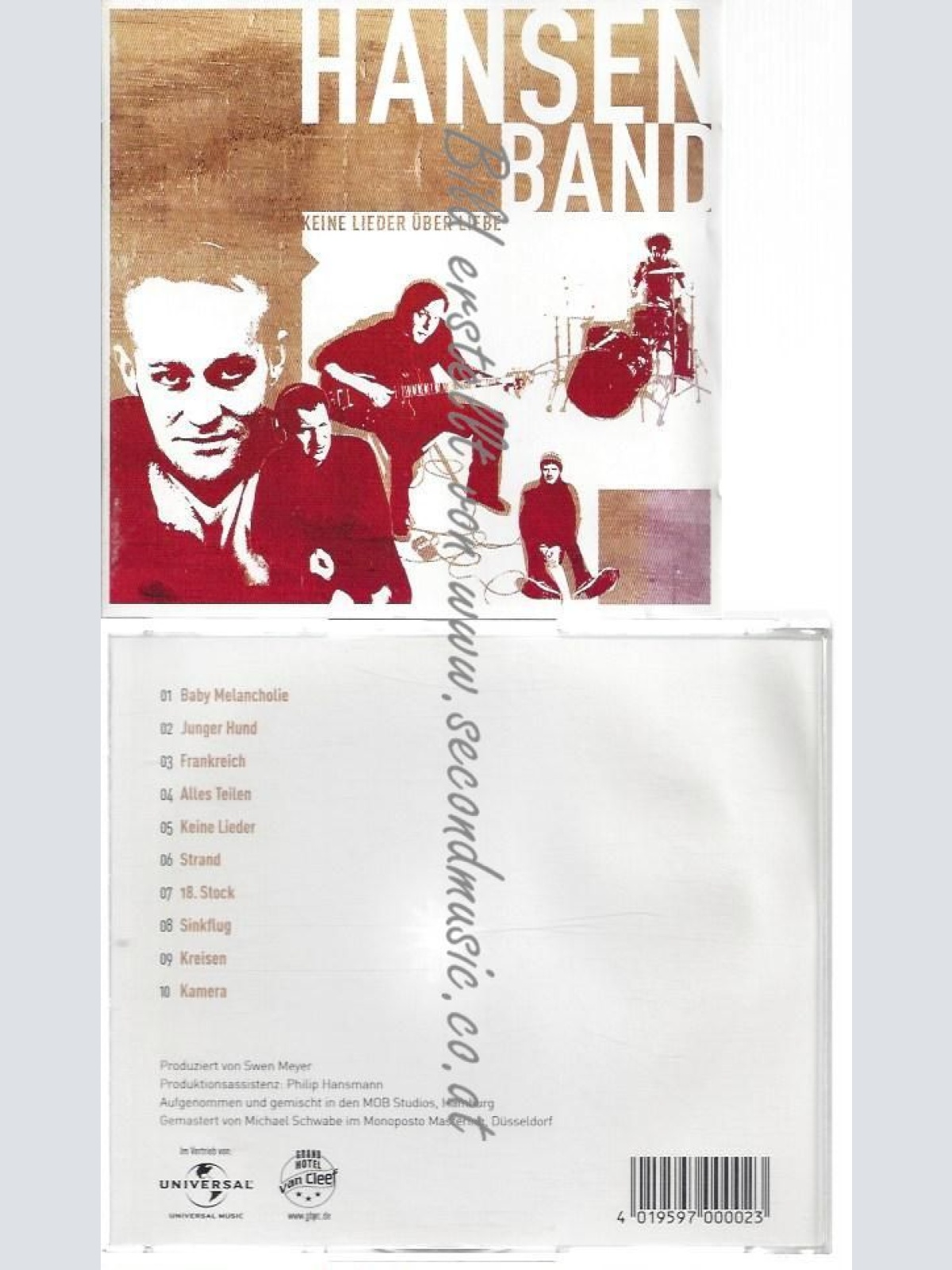 CD--HANSEN BAND--    KEINE LIEDER ÜBER LIEBE