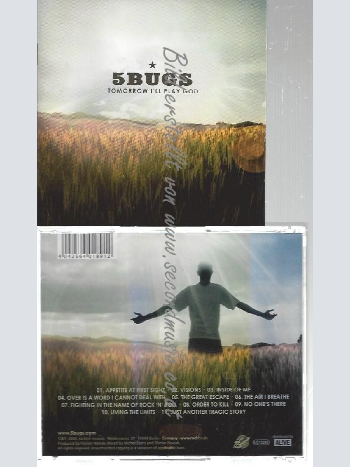 CD--5 BUGS--    TOMORROW ILL PLAY GOD