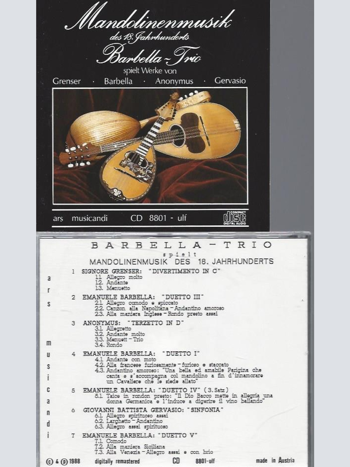 CD--BARBELLA TRIO MANDOLINENMUSIK DES 18 JH