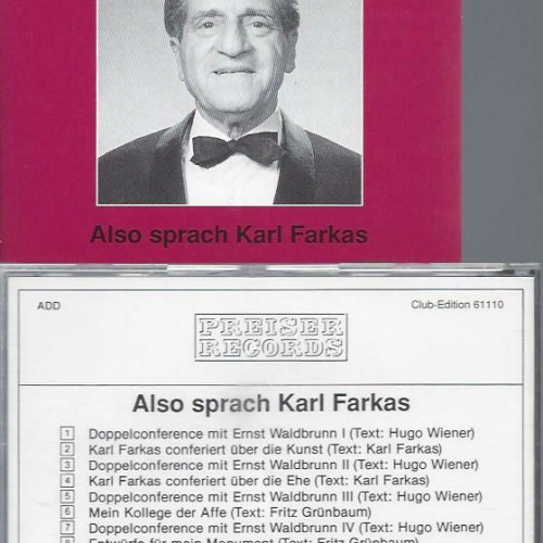 CD // KABARETT AUS WIEN  ALSO SPRACH KARL FARKAS
