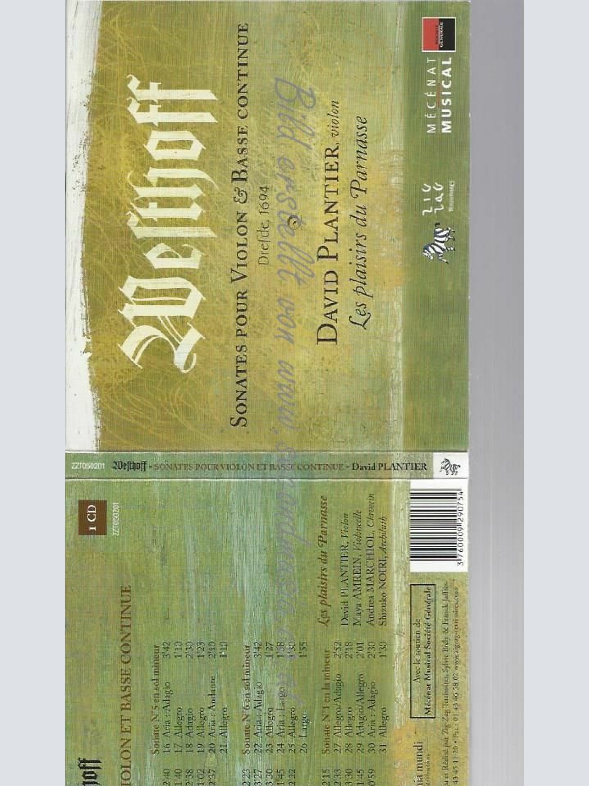 CD--PLANTIER, LES PLAISIRS DU PARNASSE, ET AL. | --SONATEN FÜR VIOLINE & B. C. (