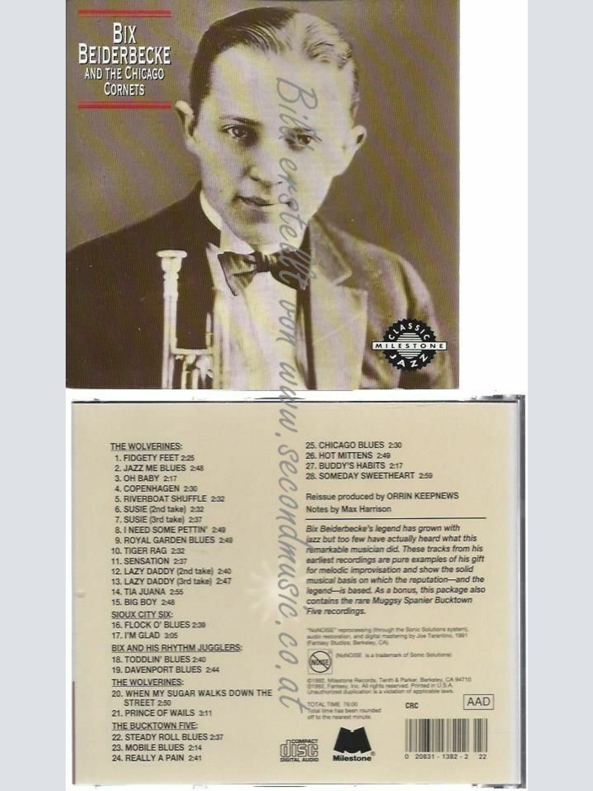 CD--BIX BEIDERBECKE--BIX BEIDERBECKE AND THE CHICAGO CORNETS